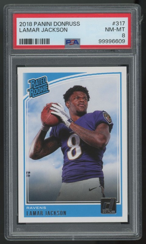 2018 Panini Donruss Lamar Jackson RC Rated Rookie #317 PSA 8