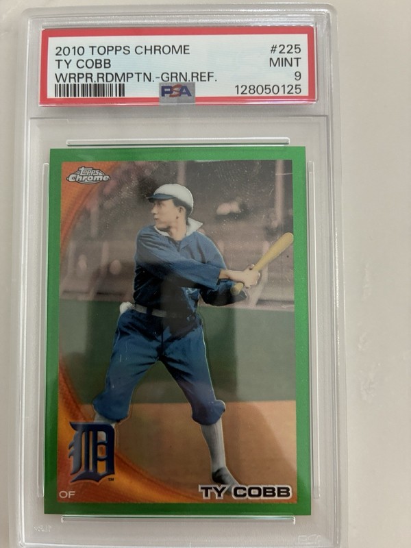 2010 TOPPS CHROME #225 TY COBB WRAPPER REDEMPTION /599 GREEN REFRACTOR PSA 9