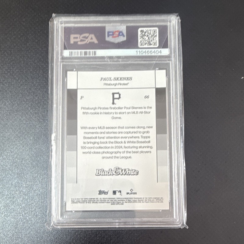 Topps 2024 Black & White Paul Skenes #66 RC Rookie PSA 10 Pittsburgh Pirates view 2