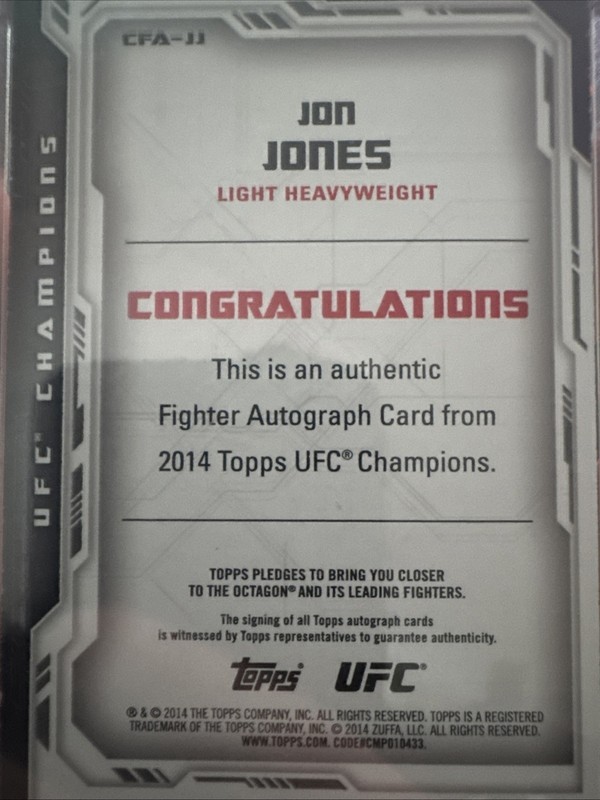 2014 Topps UFC Champions Fighter Autograph Jon Jones #CFA-JJ (AU) /8 view 2