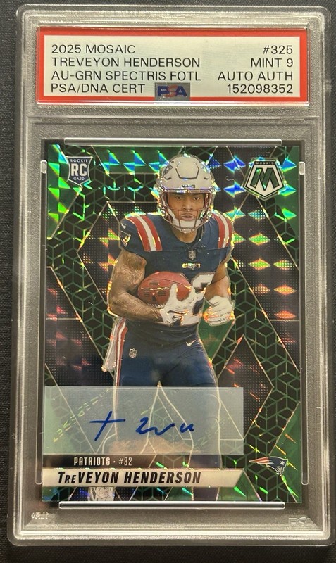 Panini 2025 Mosaic Treveyon Henderson #325 Spectris FOTL Rookie Auto /30  PSA 9