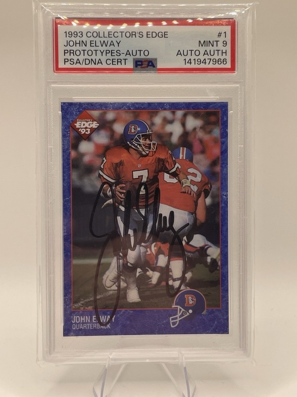 John Elway Auto PSA 9 Auto Auth 1993 Collector’s Edge Prototype #1 Broncos HOF