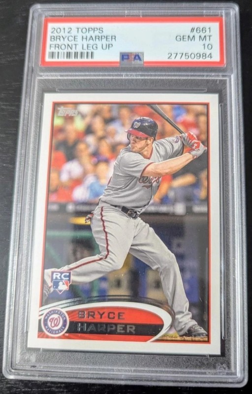 2012 Topps Bryce Harper RC #661 Blue Helmet Front Leg Up Rookie PSA 10 GEM MINT