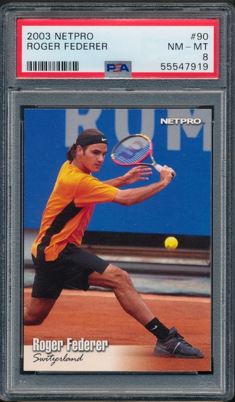 2003 NetPro Tennis ROGER FEDERER #90 Rookie Card Switzerland RC NM-Mint PSA 8