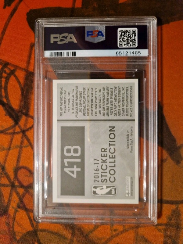 LEBRON JAMES  2016-17 Panini NBA Sticker Collection GAME 7 BLOCK #418 PSA 9 view 2