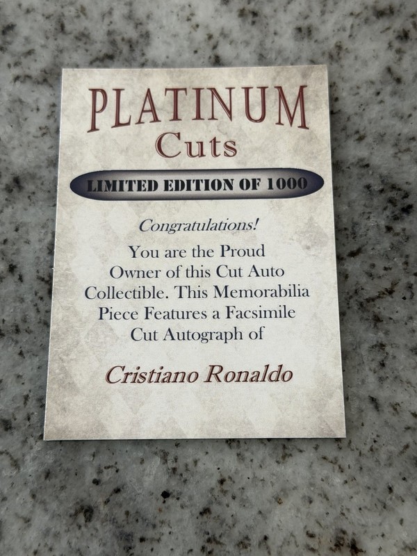 Cristiano Ronaldo Platinum Cuts Limited Edition Facsimile Auto/1000 view 2