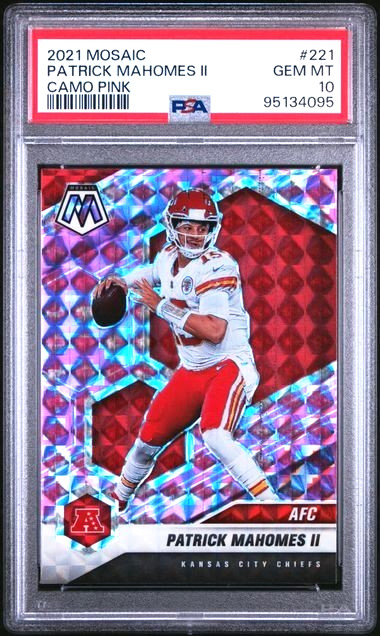 Patrick Mahomes PSA 10 Camo Pink Prizm AFC Variation 2021 Panini Mosaic #221