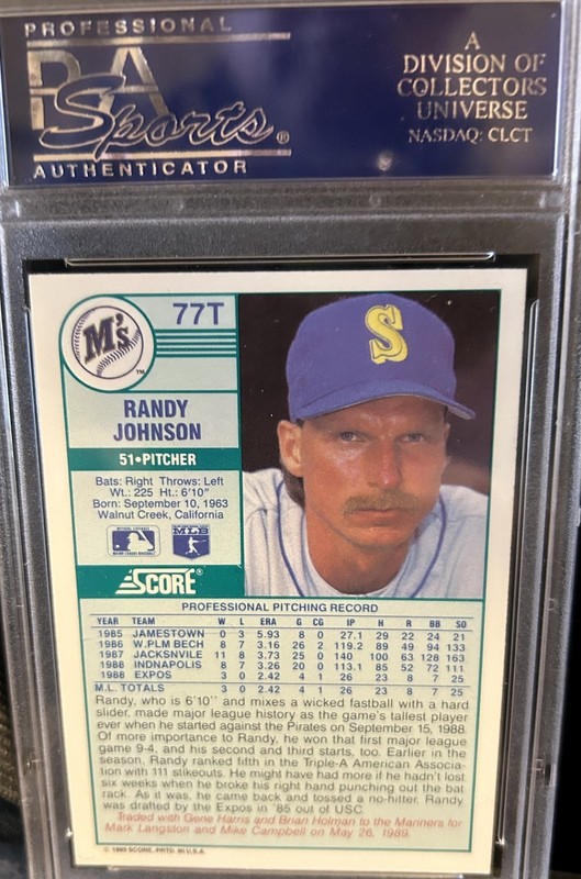 Randy Johnson 1989 Score Traded #72T Rookie PSA 10 Gem MT view 2