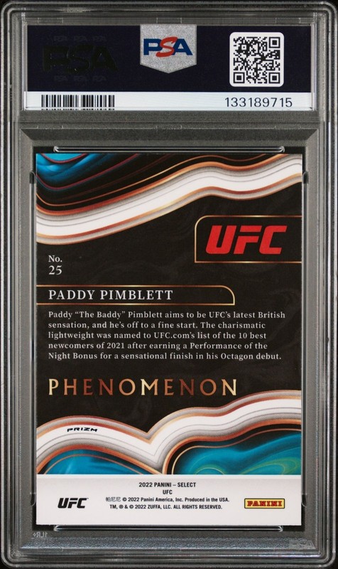 Paddy Pimblett 2022 Panini Select UFC Phenomenon Silver Flash Prizm RC PSA 9 view 2