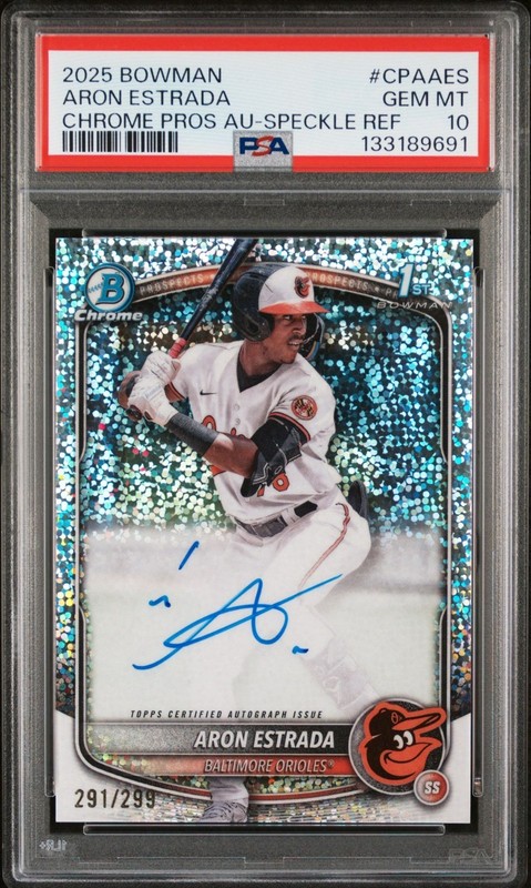 2025 Bowman Chrome Autograph Aron Estrada Speckle Auto /299 PSA 10 GEM MINT