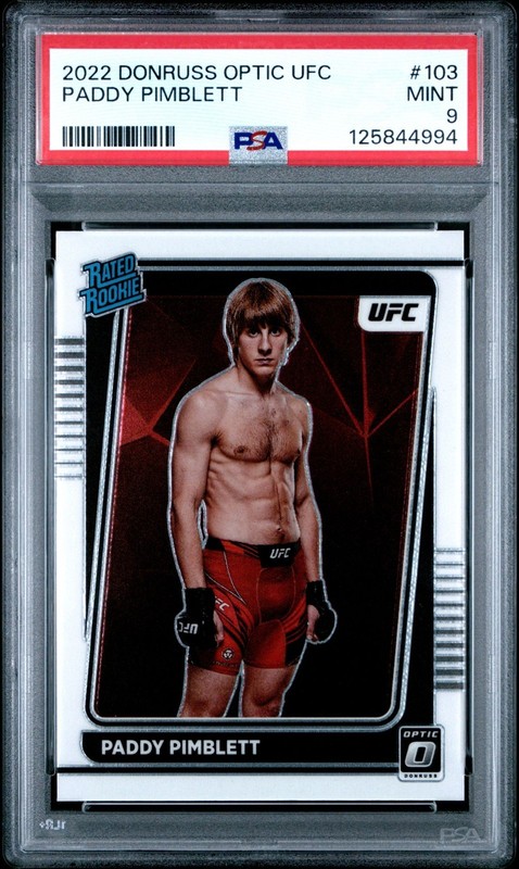 2022 Panini Donruss Optic UFC Rated Rookie Paddy Pimblett #103 Rookie RC PSA 9