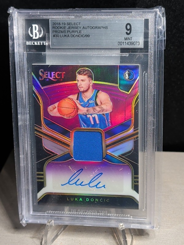 2018-19 Panini Select Luka Doncic RPA Rookie Jersey Auto Purple /99 RC BGS 9 view 2