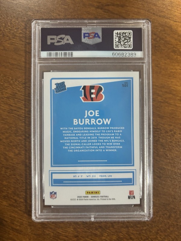 ✨2020 Panini Donruss  Joe Burrow Rated Rookie RC #301 Bengals PSA 9 Mint view 2