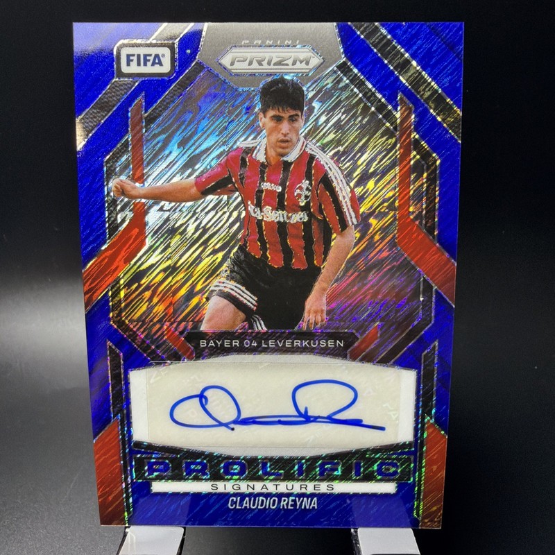 2025-26 Panini Prizm FIFA Claudio Reyna Blue Shimmer Prolific Signatures Auto