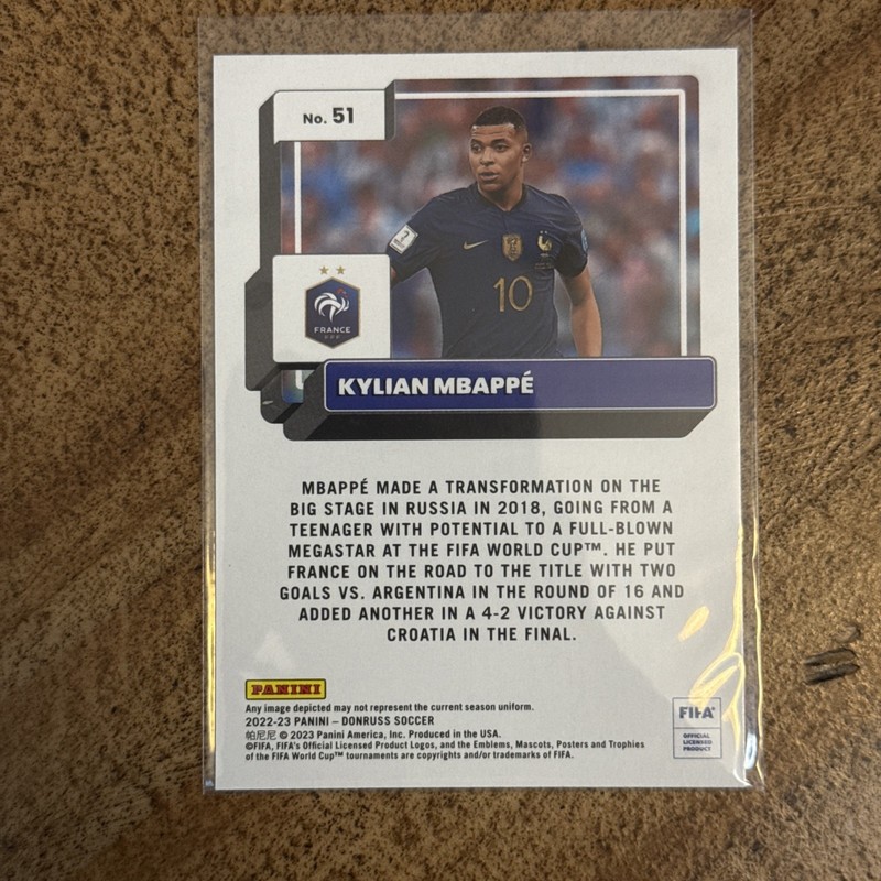 2022-23 Panini Donruss FIFA KYLIAN MBAPPE #51 SILVER PARALLEL FRANCE view 2