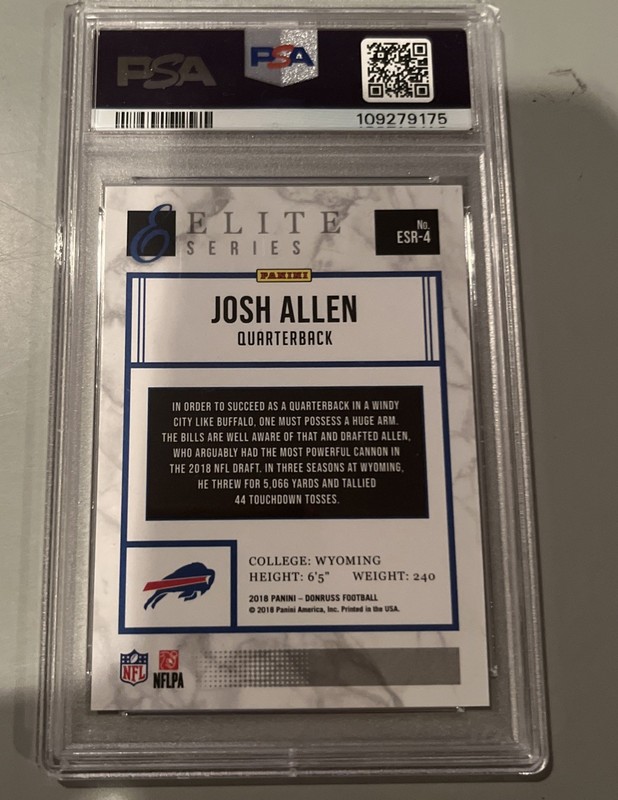 2018 PANINI DONRUSS THE ELITE SERIES ROOKIES JOSH ALLEN - PSA 10 view 2