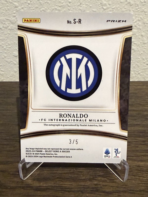 2023-24 Panini Select Serie A Ronaldo R9 Green Prizm Auto /5 Inter Milan view 2