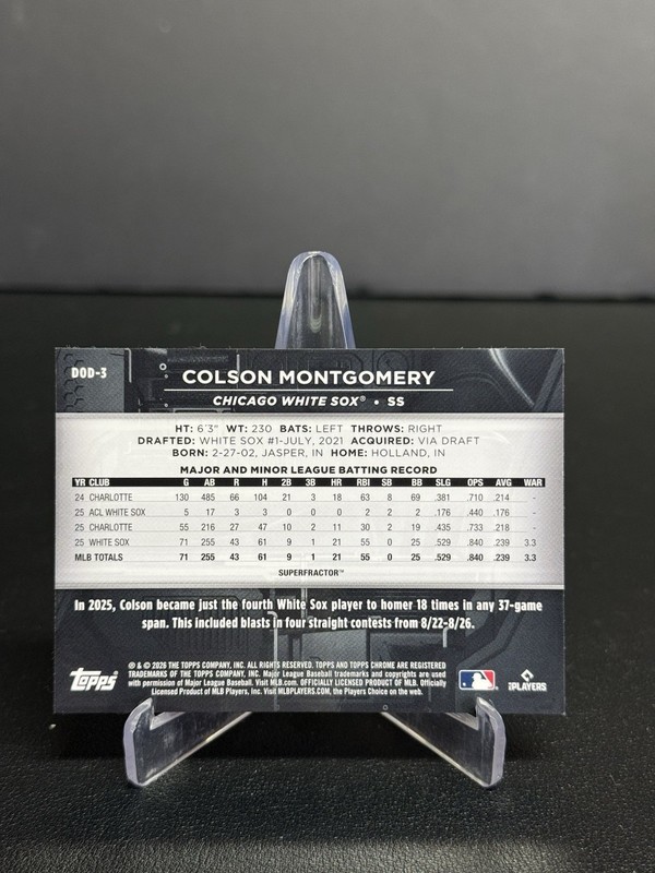 2026 Topps Chrome Black Colson Montgomery 1/1 Superfractor Depth Of Darkness view 2