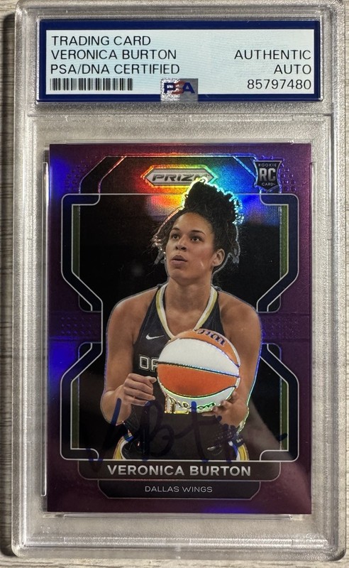 2022 Panini Prizm WNBA Veronica Burton Purple Rookie Auto RC /99 PSA Authentic