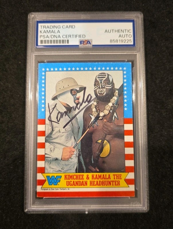 Kamala Signed 1987 Topps WWF #11 Rookie Card WWE RC Autograph PSA/DNA