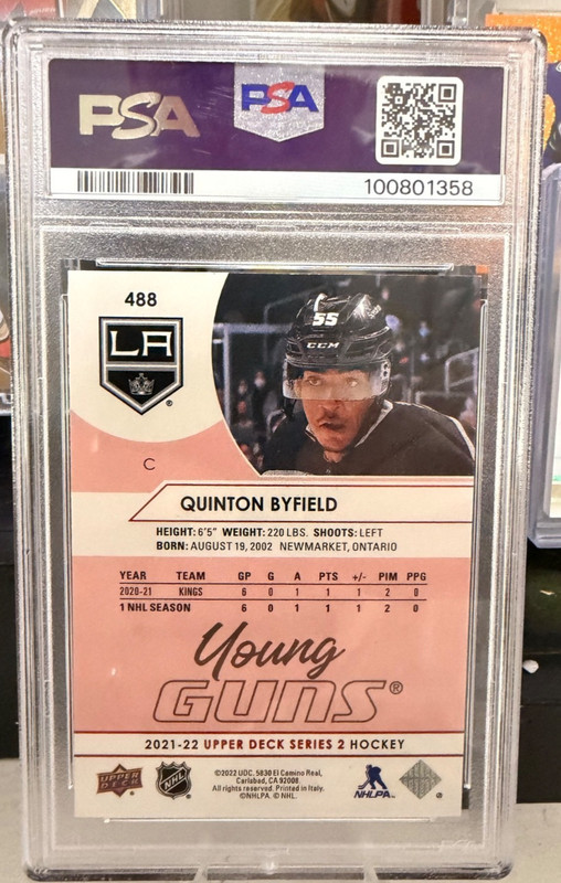 2021 Upper Deck Exclusives Quinton Byfield Young Guns view 2