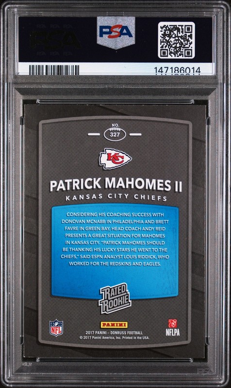 2017 Donruss #327 Patrick Mahomes II PSA 7 view 2