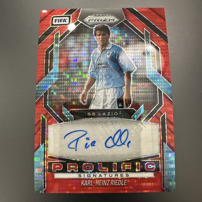 2025-26 Prizm FIFA Soccer Karl-Heinz Riedle #PS-KHR Prolific Signatures Red Auto