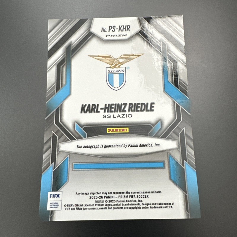 2025-26 Prizm FIFA Soccer Karl-Heinz Riedle #PS-KHR Prolific Signatures Red Auto view 2