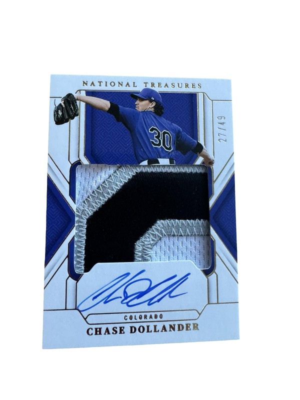 2025 Panini National Treasures #TMS-CD Chase Dollander Jersey Auto Gold /49 view 1