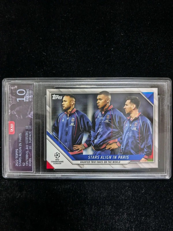 2022 Topps UCL Stars Align in Paris #62 OCD 10 Messi Mbappé Neymar PSG NS15
