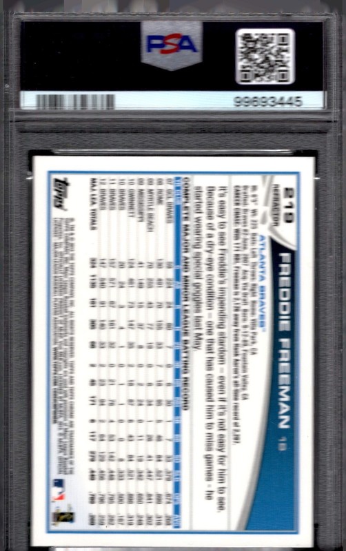 2013 Topps Chrome Freddie Freeman #219 RARE RUNNIG-REFRACTOR PSA 10 GEM MINT view 2