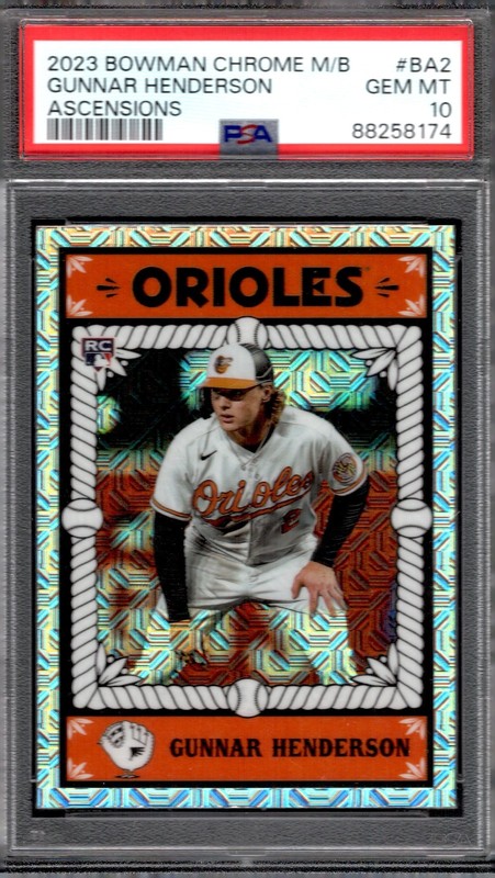 2023 Bowman Chrome  Ascensions Gunnar Henderson BA2 Rookie PSA 10 GEM MINT RC