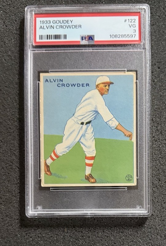 1933 Goudey - #122 Alvin Crowder - PSA 3 (Newly Graded) view 1