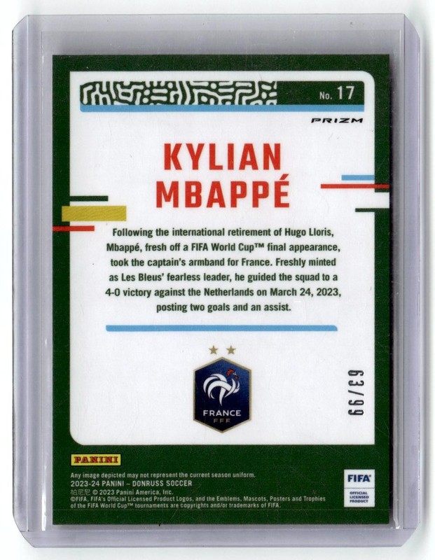 2023-24 Donruss #17 Kylian Mbappe Optic Pink Velocity /99 | France view 2