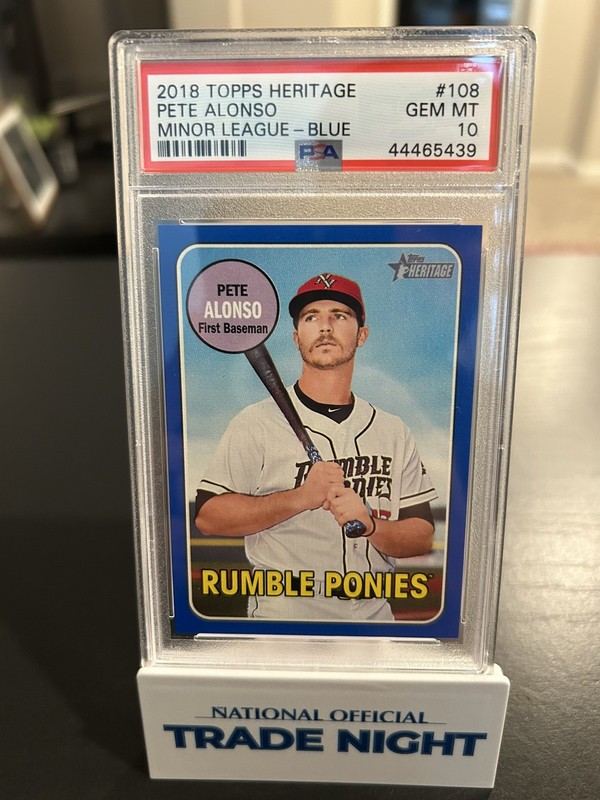 2018 Topps Heritage Minor League Edition Blue /99 Pete Alonso PSA 10 POP 4 RARE