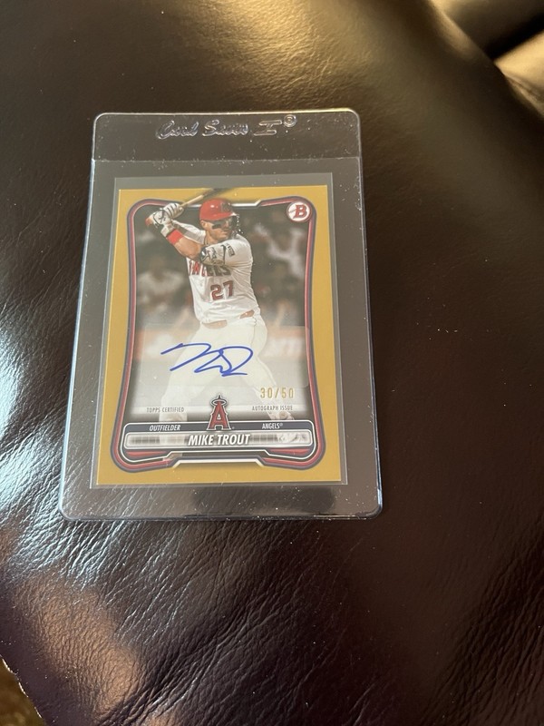 2026 Bowman Mike Trout Gold Auto #d 30/50 No. PRV-MT Angels SP