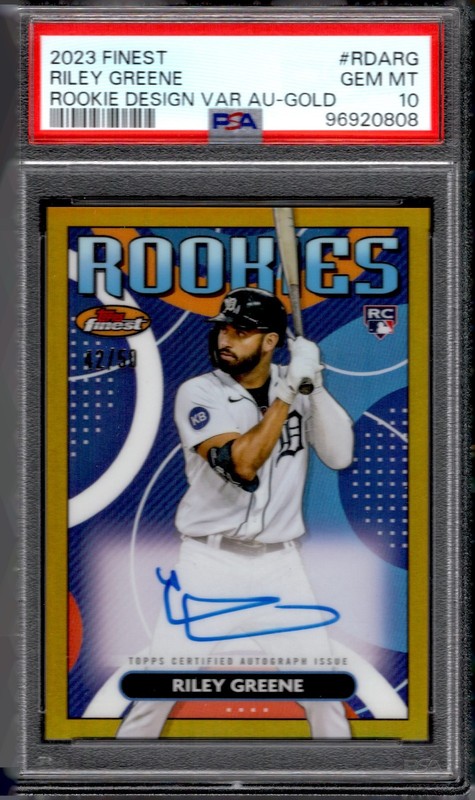 2023 Topps Finest Riley Green Finest Rookies GOLD SP AUTO /50 Tigers PSA 10 MINT