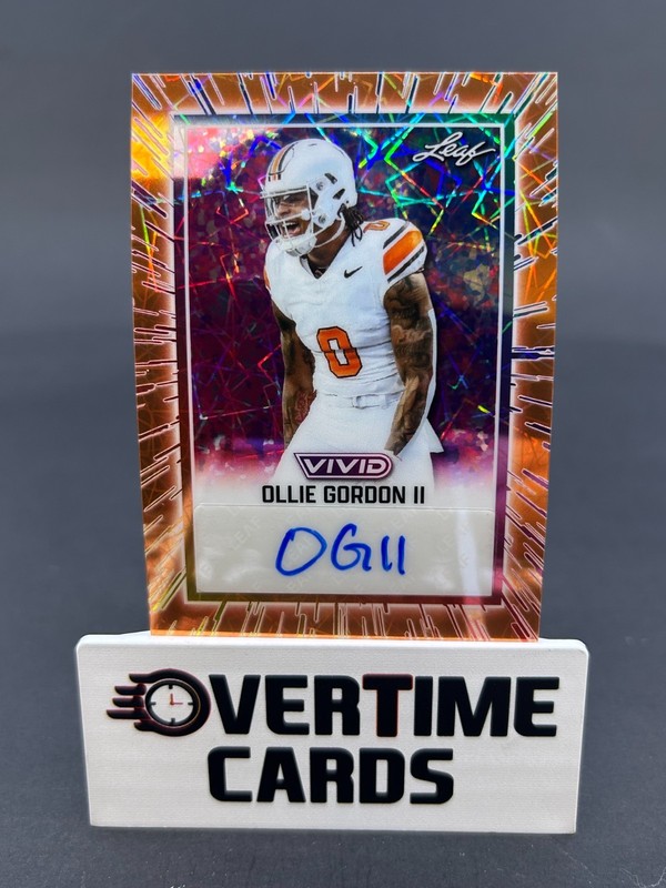 2025 Leaf Vivid Football Ollie Gordon II Orange Fireworks One of One Auto 1/1
