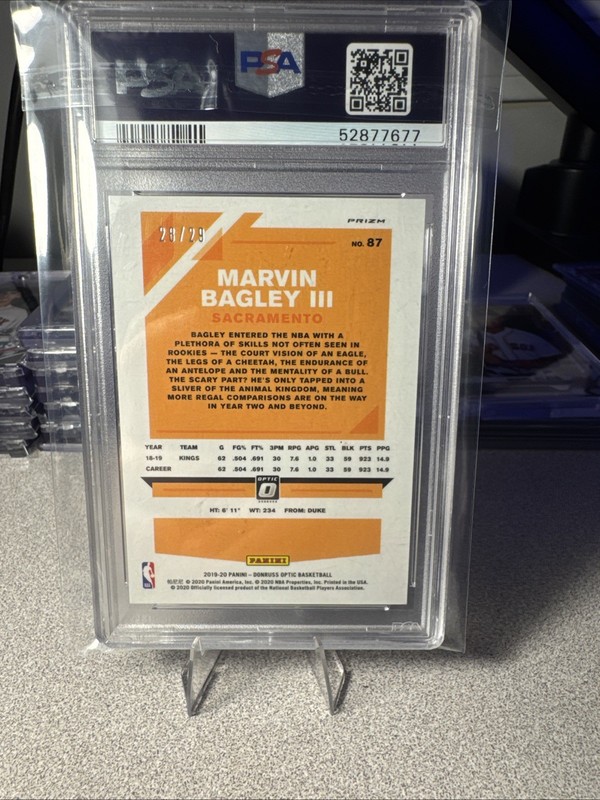 2019-20 Panini Donruss Optic - Marvin Bagley III #87 Purple Stars /29 PSA 10 view 2