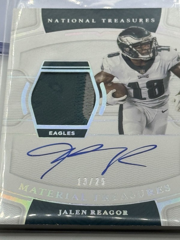 2021 National Treasures - Jalen Reagor Holo Silver Material Treasures Auto /25 view 2