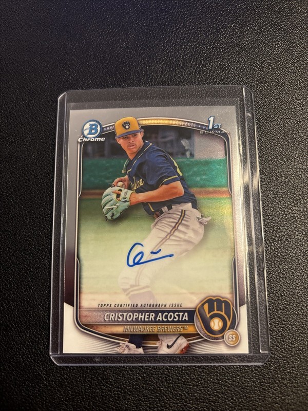 2025 Bowman Chrome 1st Christopher Acosta Auto Brewers SS Prospect CPA-CPC