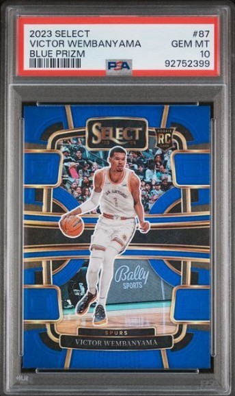 💎💎💎23-24 Panini Select Victor Wembanyama Blue Prizm Holo Rookie #87 PSA 10 🔥