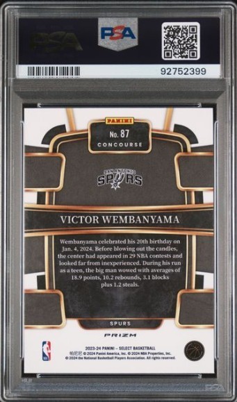 💎💎💎23-24 Panini Select Victor Wembanyama Blue Prizm Holo Rookie #87 PSA 10 🔥 view 2