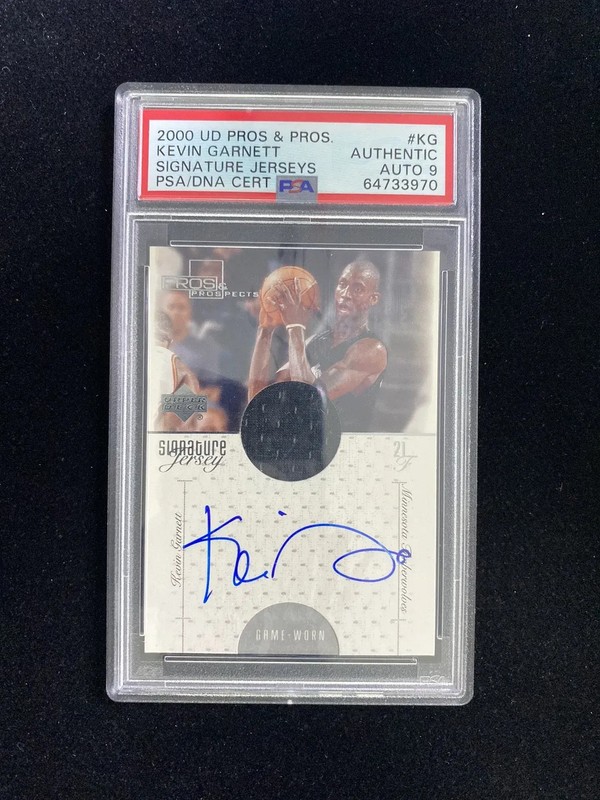 2000-01 Upper Deck Pros #KG Kevin Garnett Game Worn Patch PSA Auth Auto 9 JC22