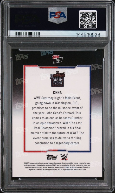 2025 TOPPS NOW WWE #CENA JOHN CENA PSA 10 view 2