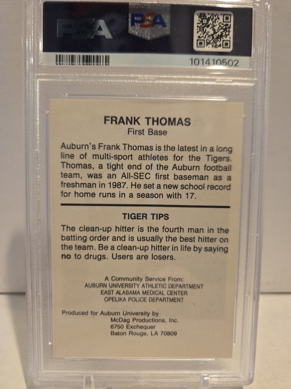1987-88 Mcdag Auburn Tigers - Frank Thomas PSA 7 view 2