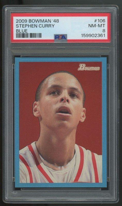 2009-10 Bowman '48 Stephen Curry RC Blue /1948 #106 PSA 8