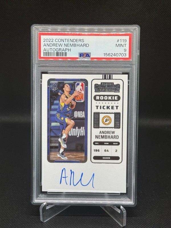 2022 Andrew Nembhard Contenders Rookie Ticket Auto PSA 9 #119