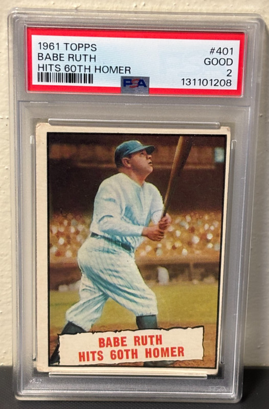 1961 Topps Babe Ruth Hits 60th Homer #401 Graded PSA 2 Good New York Yankees HOF