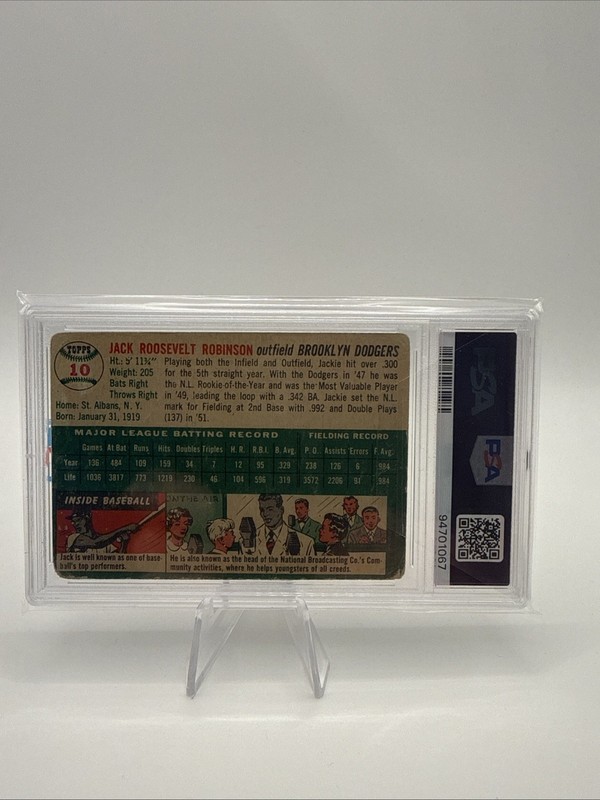 1954 Topps - Jackie Robinson #10 White Back PSA 1 view 2